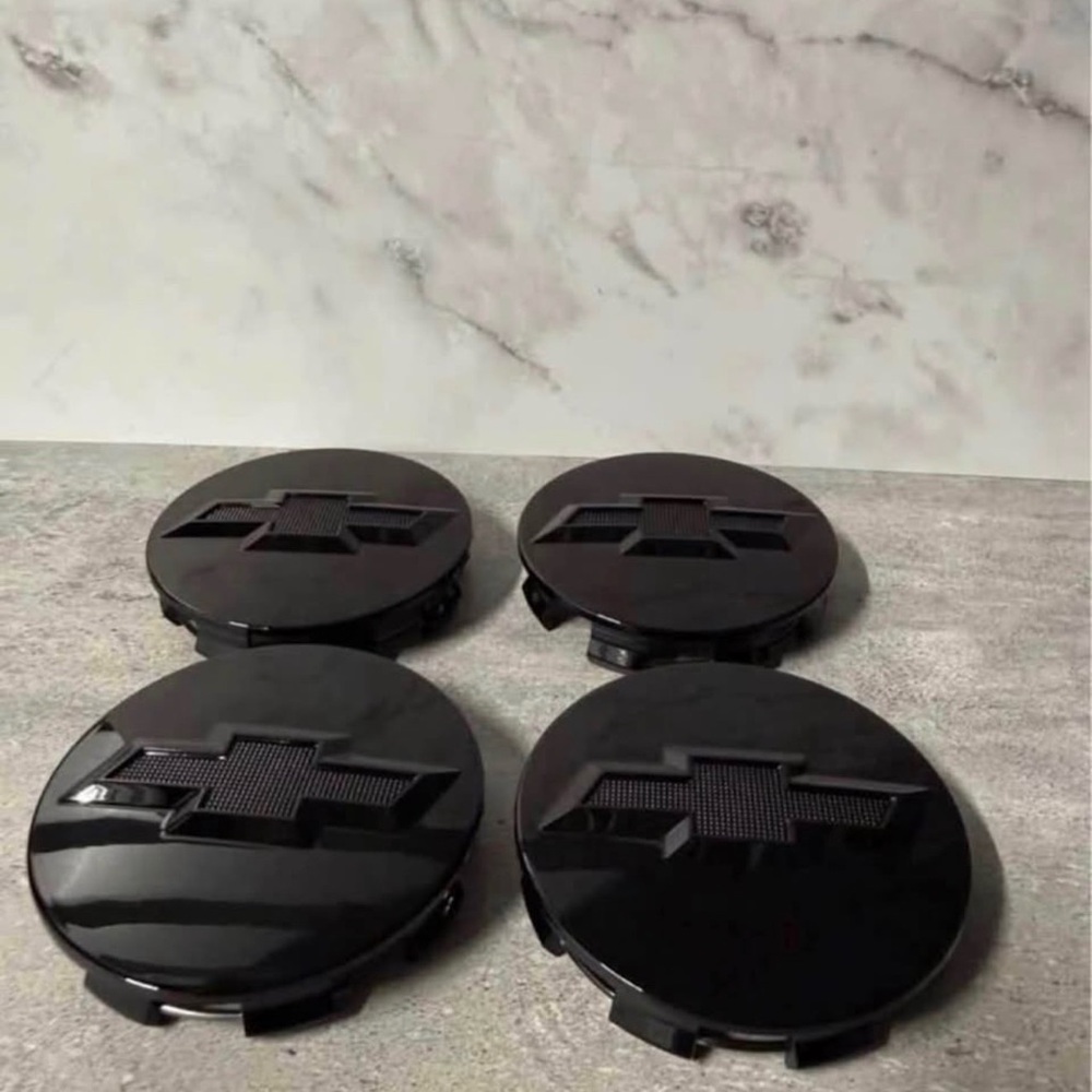 4 Gloss 83mm Black Center Caps FOR Silverado Suburban Tahoe Chevy 2014-24  3.25"